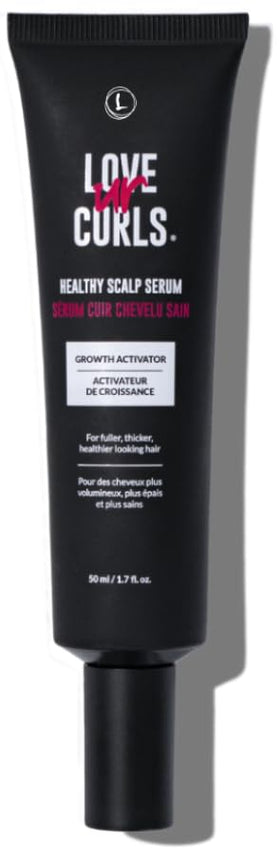 Love Ur Curls front bottle showing label and sleek packaging benefit: clear product identity