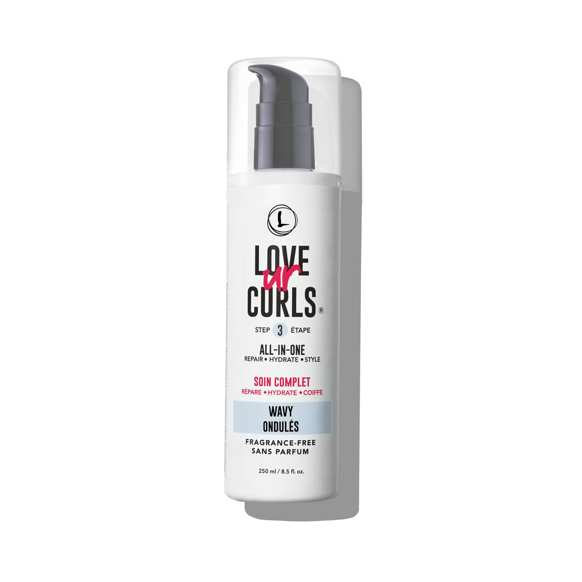 Love Ur Curls front label 250mL showing product identity and benefits