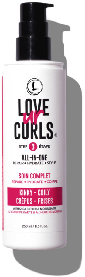 Love Ur Curls front packaging showing 250mL jar and clear branding benefit: easy styling