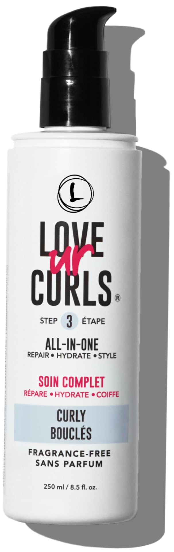 Love Ur Curls front packaging showing 250mL jar and label, clear product benefit
