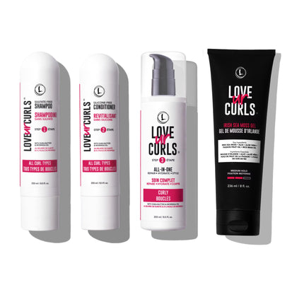 Love Ur Curls front packaging showing full kit and simple routine benefits