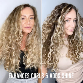 Love Ur Curls being applied to curly hair to define waves and add shine