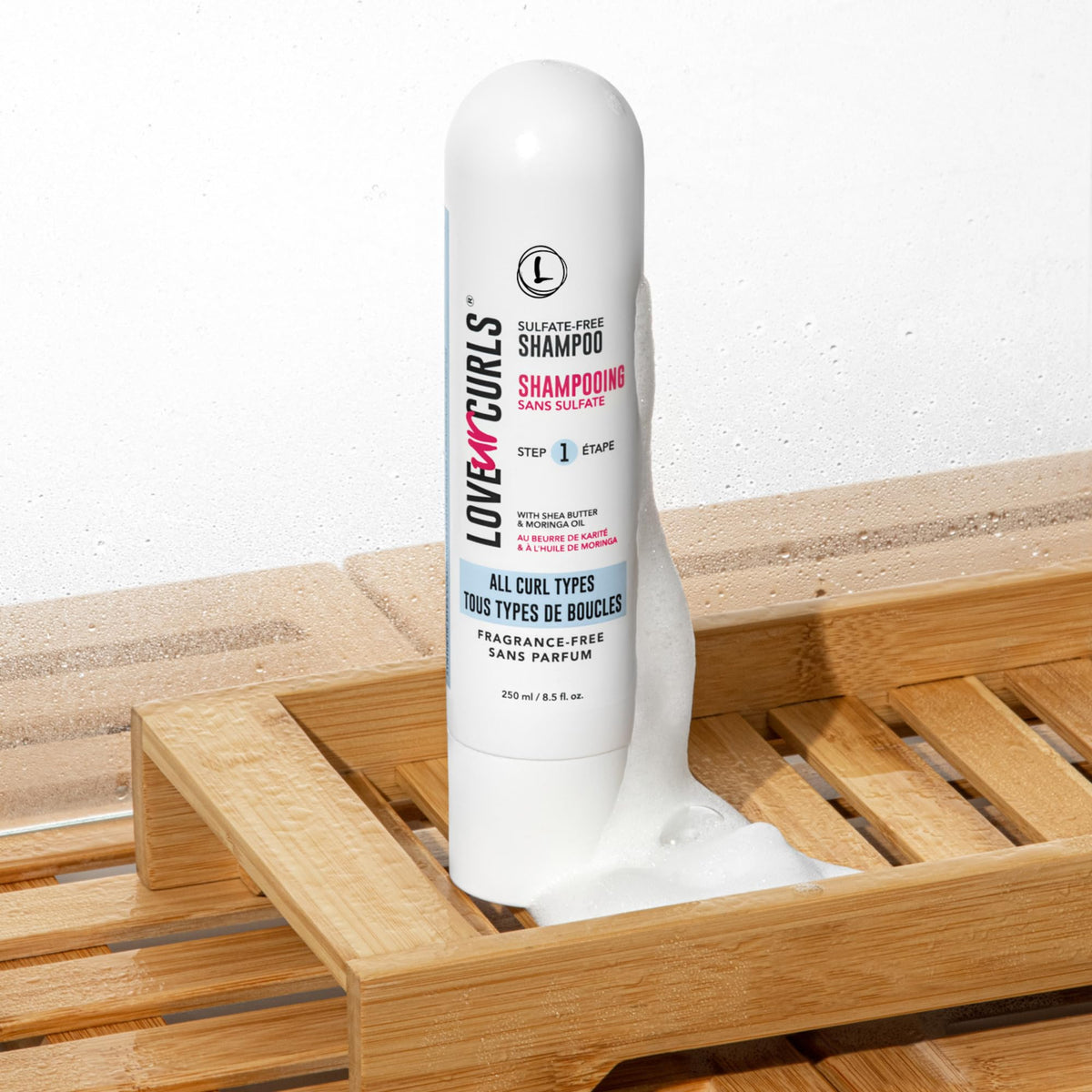 Love Ur Curls lather texture closeup highlighting gentle foam and effective cleanse