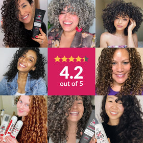 Love Ur Curls bottles held in hand showing product size and travel-friendly benefit
