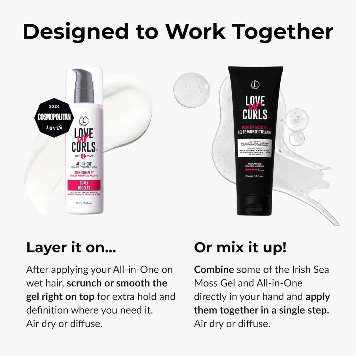 Love Ur Curls Irish Sea Moss gel pouring to show lightweight hold