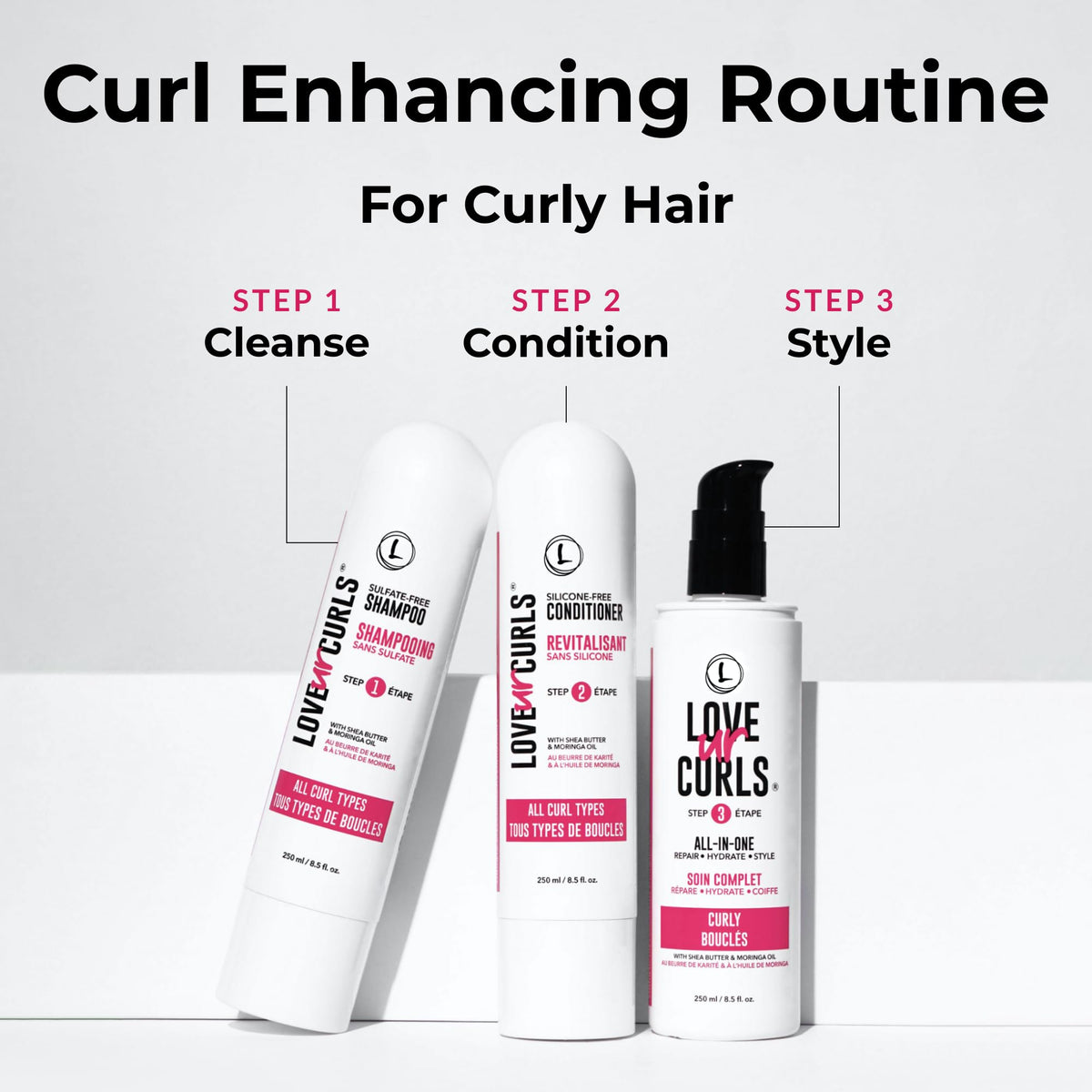 Love Ur Curls shampoo pump closeup highlighting gentle cleanser benefit