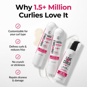 Love Ur Curls bottle size comparison in hand illustrating scale and travel-friendliness