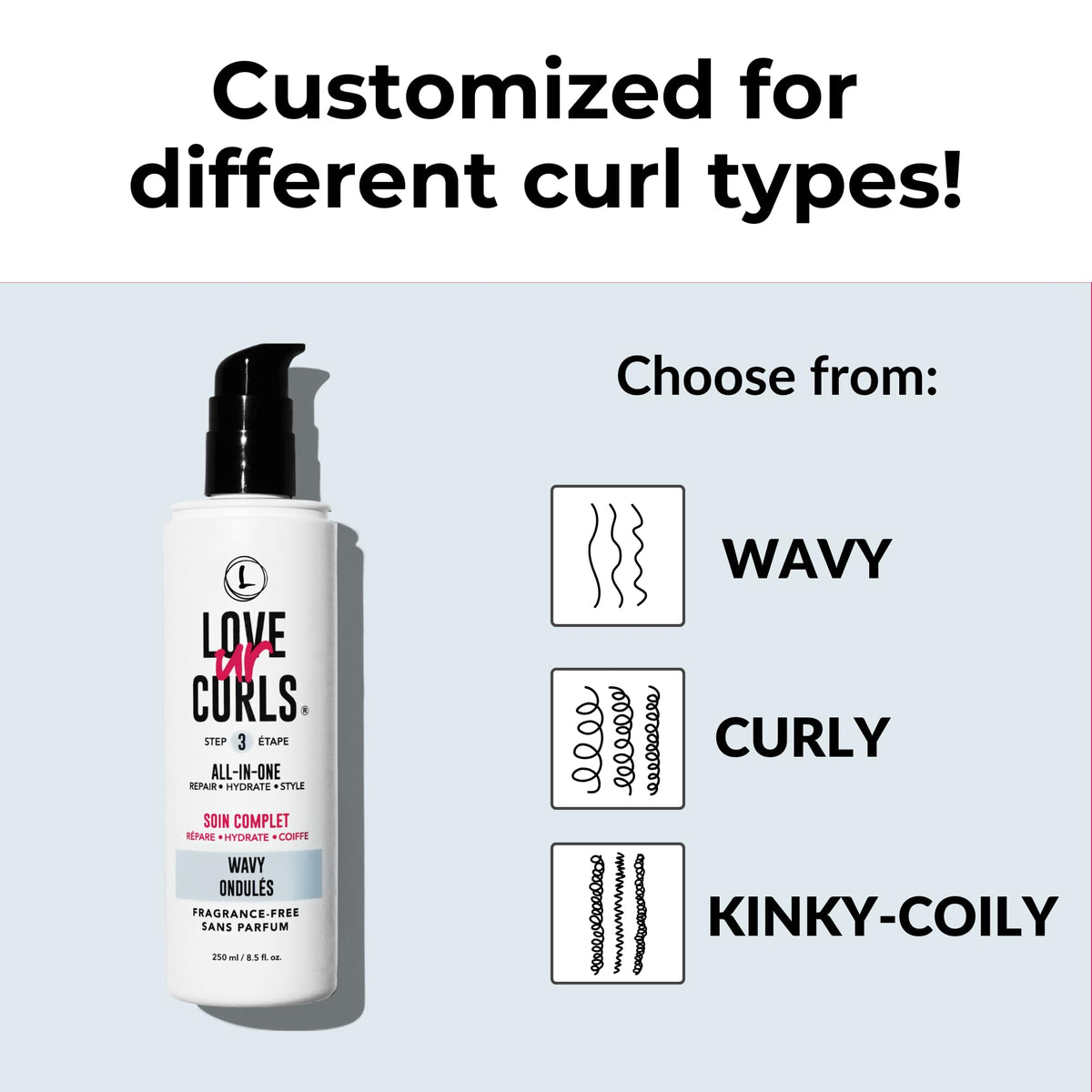 Love Ur Curls 250mL in hand for scale showing travel-friendly size