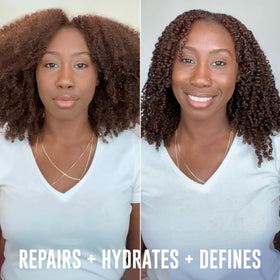 Love Ur Curls styler applied to damp coil to define and reduce frizz