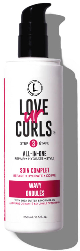 Love Ur Curls front bottle view showing label and benefit for defined waves