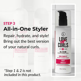 Love Ur Curls pump and cap detail highlighting easy dispensing benefit