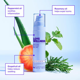 Love Wellness ingredients laid out highlighting plant-based components