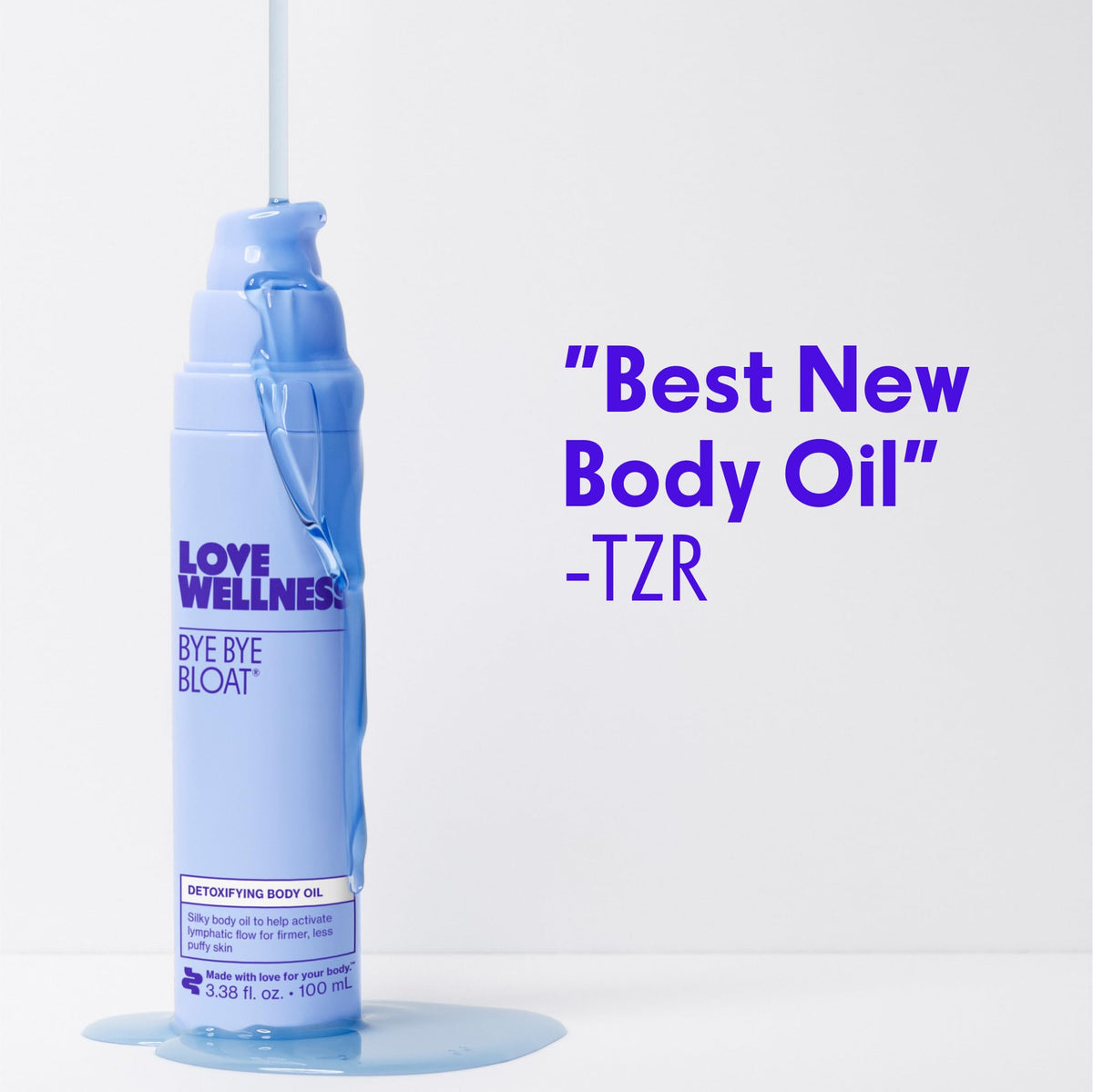 Love Wellness size comparison in hand to show 100 mL scale and portability
