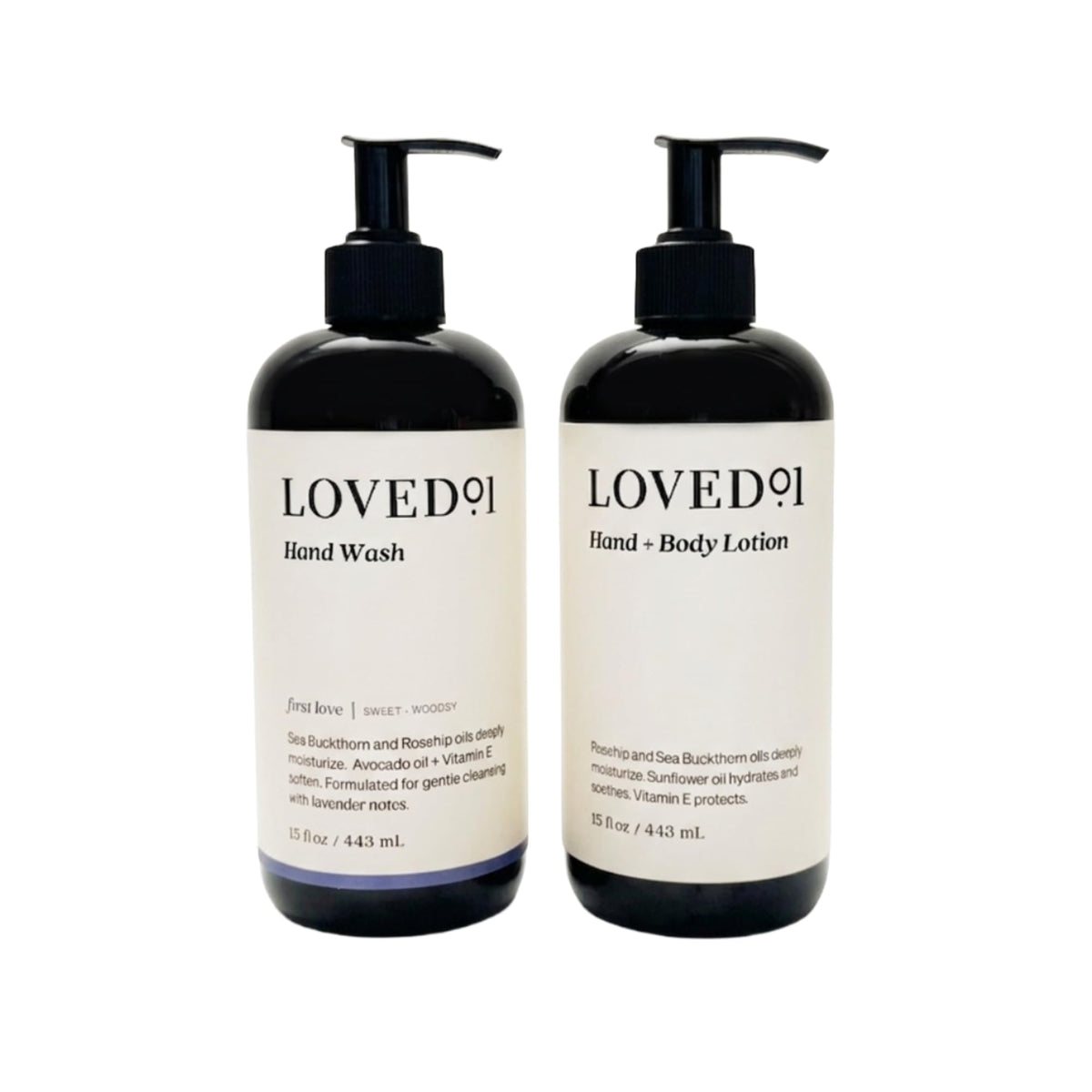 Loved01 front packaging showing both 15 oz bottles and gift-ready appearance