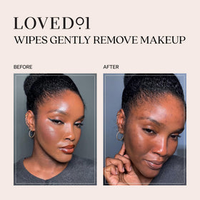 Loved01 wipe in hand demonstrating quick no-rinse cleansing