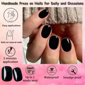 LoveOurHome pressing on a nail with glue for quick salon-style application