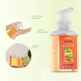 LOVERY close-up of foaming soap texture demonstrating creamy lather and moisturizing feel for soft hands