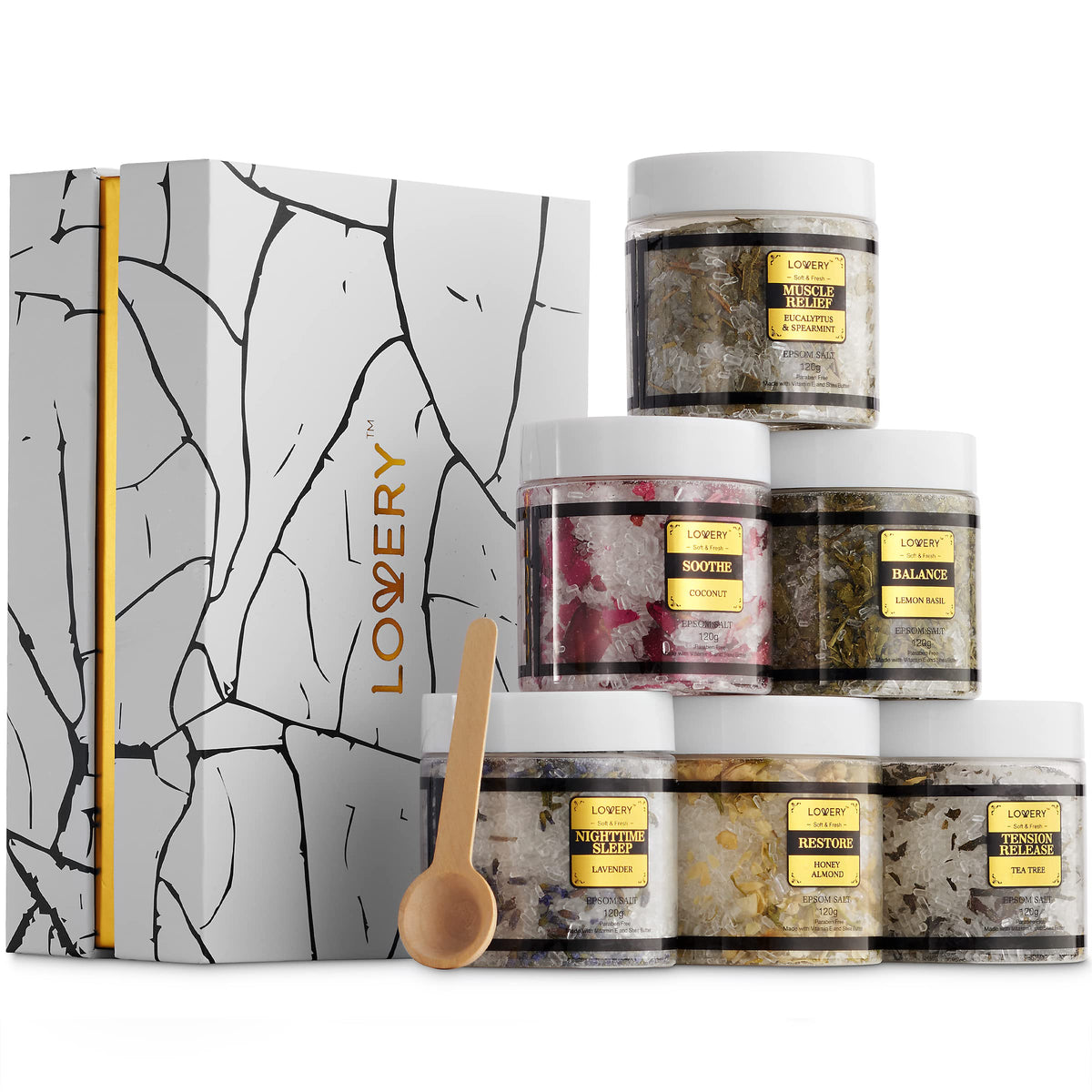 Lovery front packaging showing elegant gift box and six jars for instant gifting