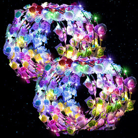 LovesTown front view of 60PCS glow-in-the-dark flower crown pack showing value