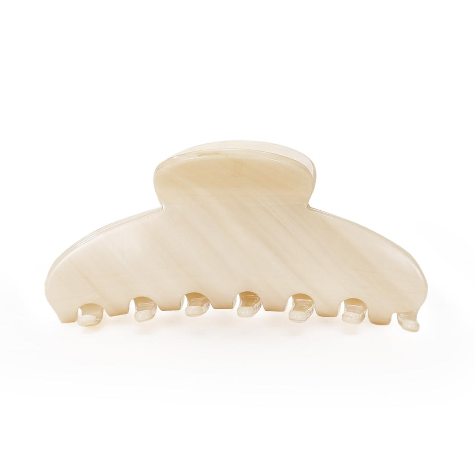 Lovime front view of cream white clip showing glossy finish and secure hold