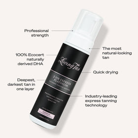 Loving Tan before and after arm comparison demonstrating deep, natural-looking bronze