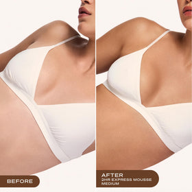 Loving Tan bottle with applicator mitt demonstrating easy streak-free application