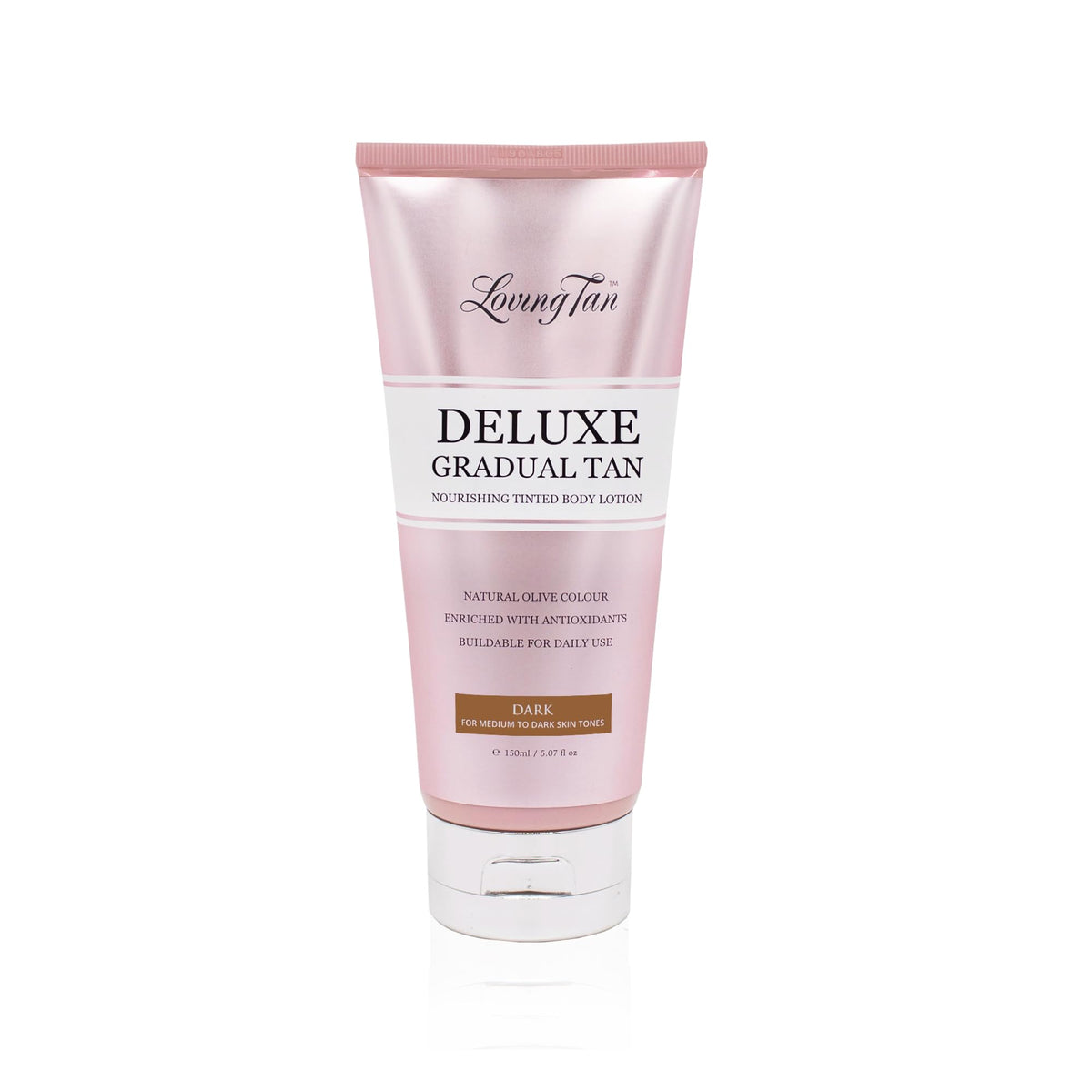 Loving Tan front packaging showing bottle and branding with quick identification benefit