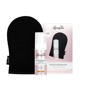 Loving Tan front packaging showing mini mousse bottle and travel-ready size benefit