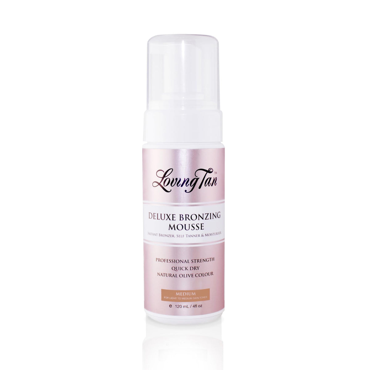 Loving Tan bottle front packaging showing medium shade and benefits