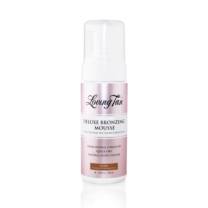 Loving Tan deluxe mousse front packaging showing product and benefits