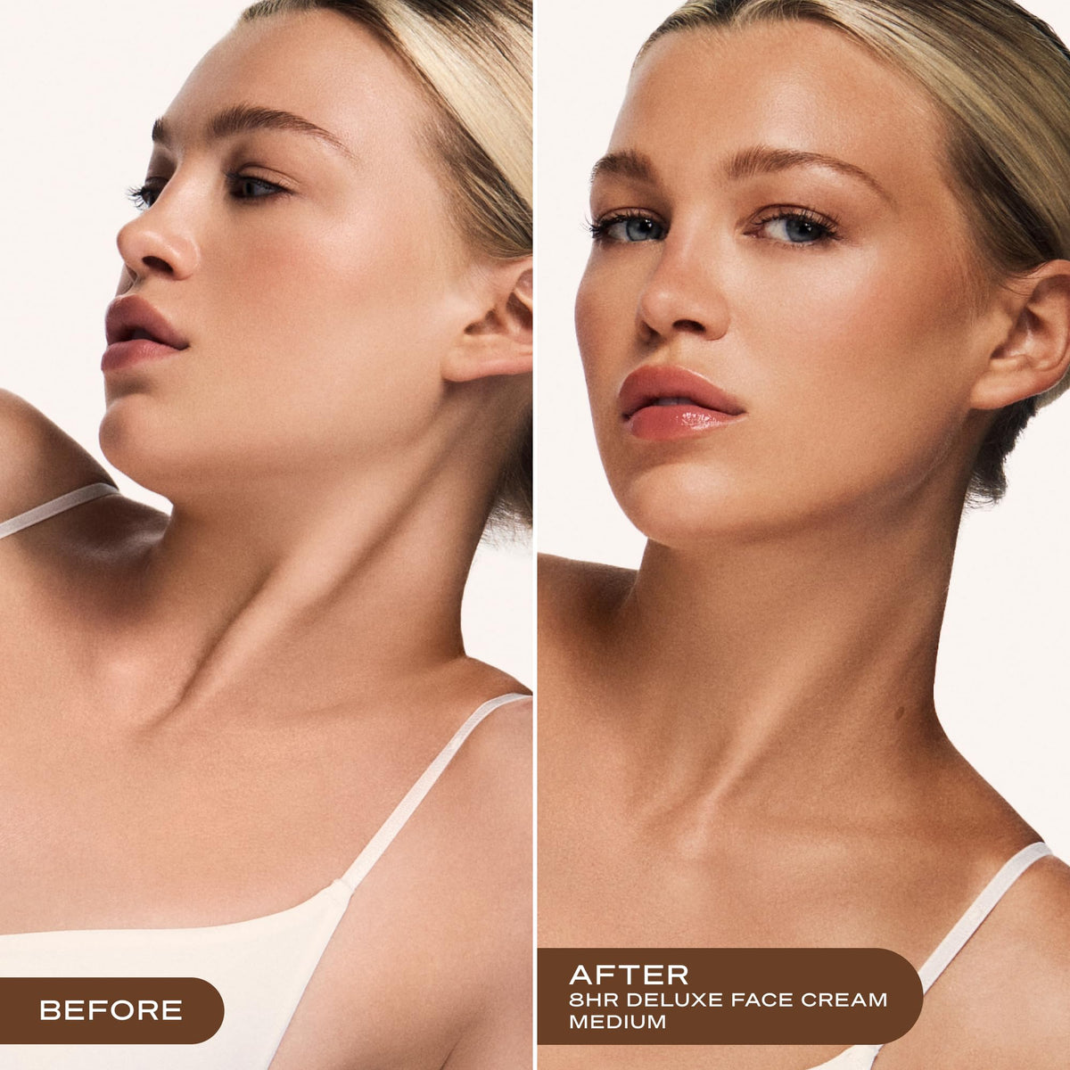 Loving Tan application showing color guide on skin for immediate coverage checking
