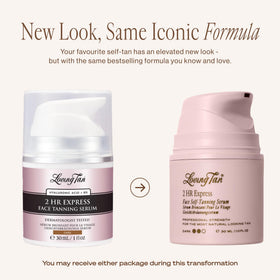 Loving Tan serum texture on fingertip, demonstrating lightweight hydration and easy spread
