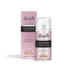 Loving Tan front packaging showing medium lotion and benefits