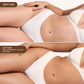 Loving Tan lotion texture pouring to show hydrating consistency