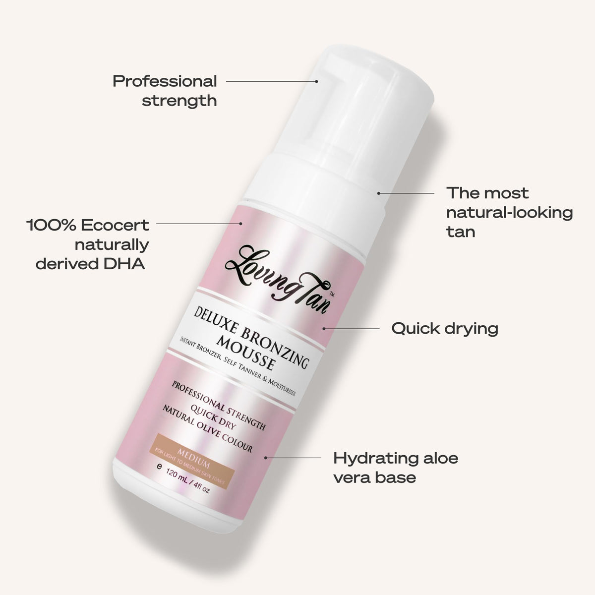 Loving Tan medium colour guide visible on skin for accurate application