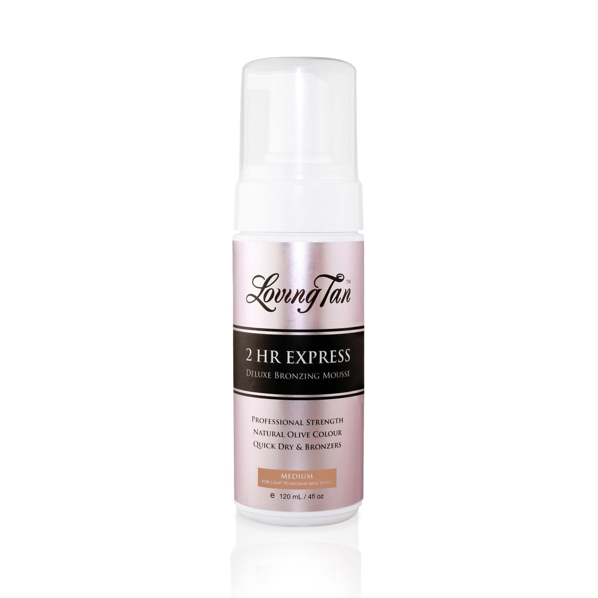 Loving Tan medium front packaging showing product and benefit for natural bronze