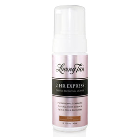 Loving Tan front packaging showing bottle and branding with quick-dry benefit