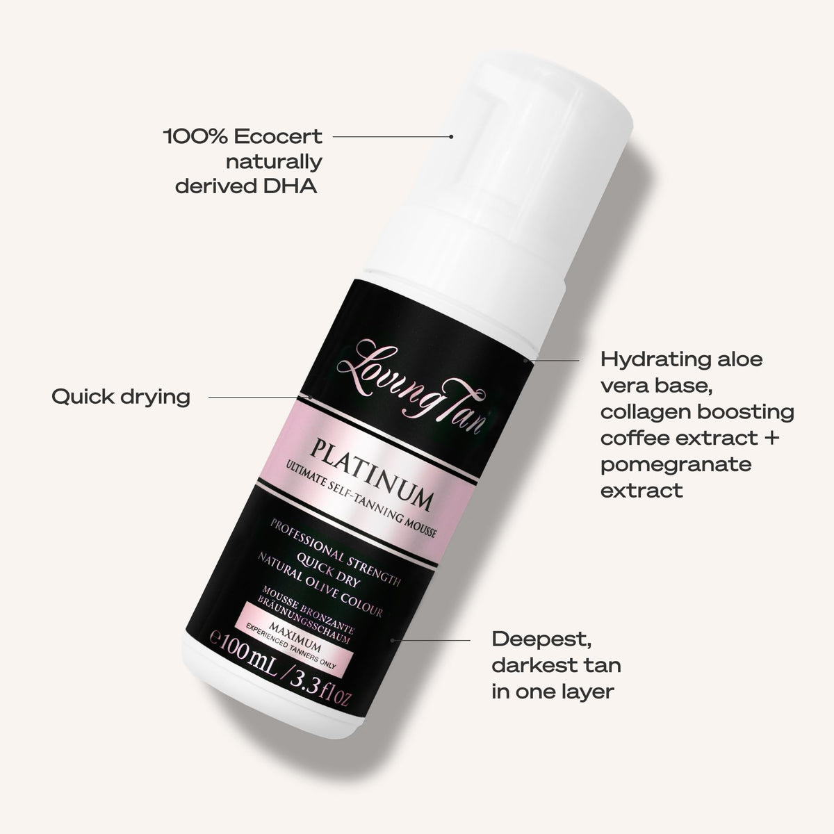 Close-up of the Loving Tan colour guide on skin, helps even application accuracy