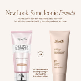Close-up texture of Loving Tan lotion showing smooth, blendable formula