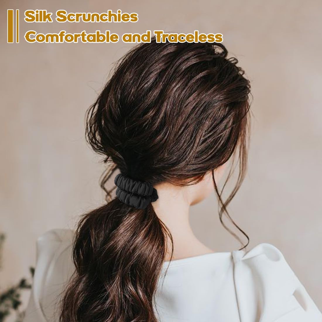 LOVUITEN scrunchie worn while sleeping showing gentle protection and less tangling