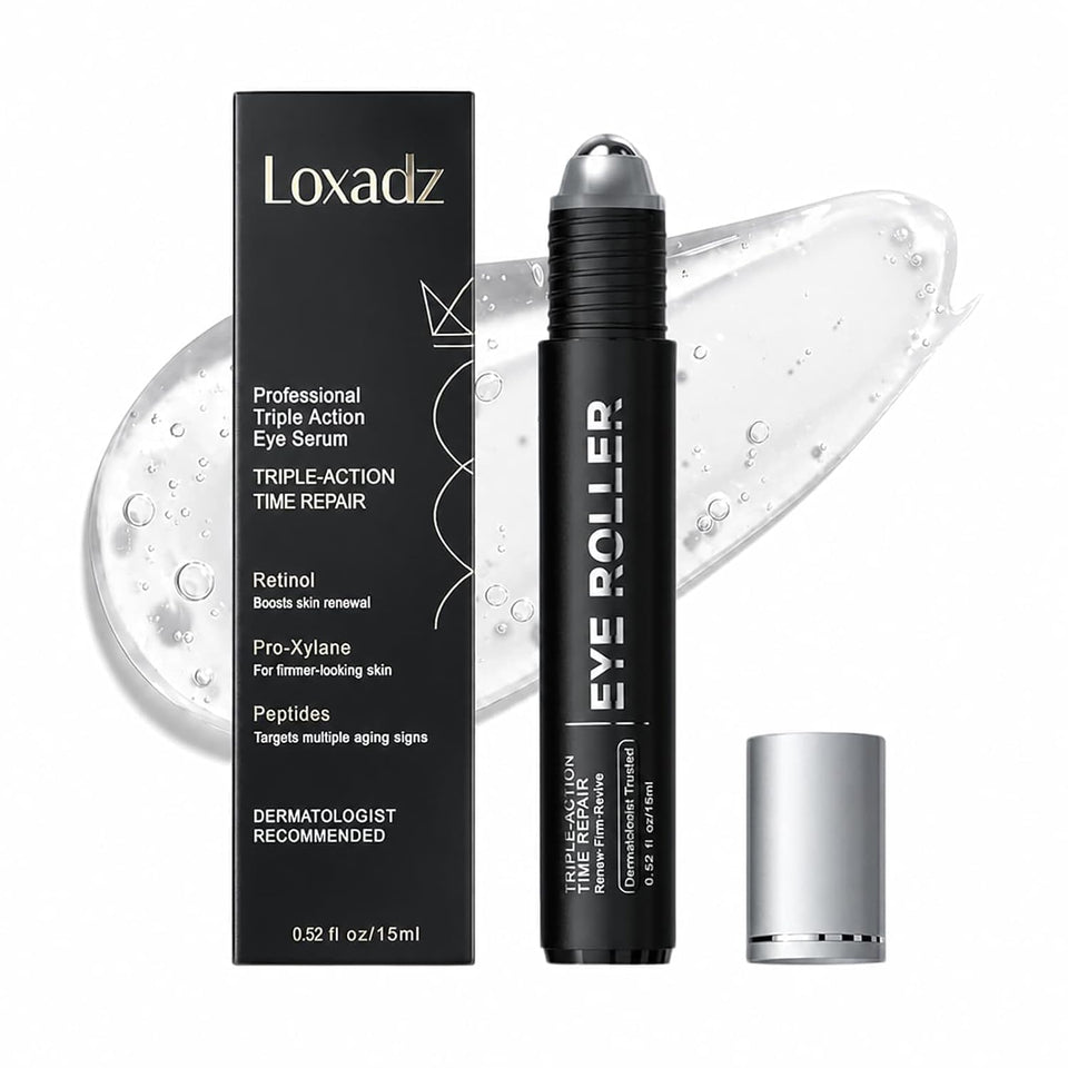Loxadz front packaging showing serum tube and branding for instant refresh