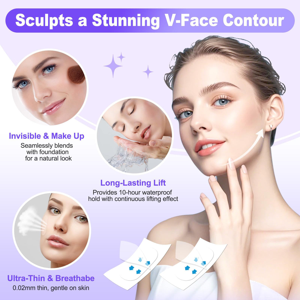 Loxbcin application on jawline illustrating immediate contouring