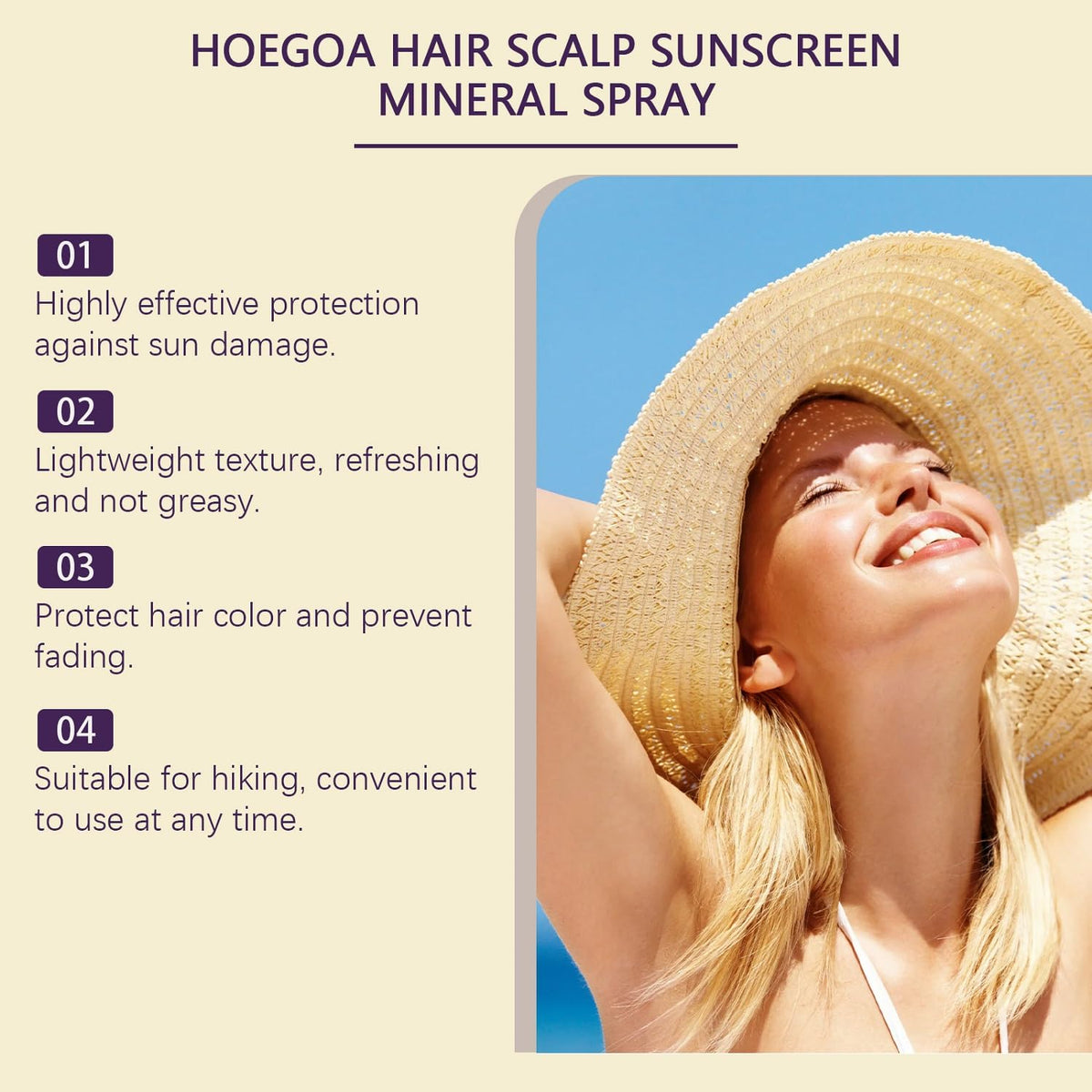 LOYOTICE being sprayed into hair demonstrating coverage and lightweight feel benefit