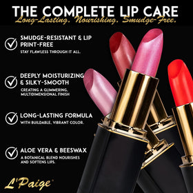 L'Paige swatch on skin showing cool berry pink color payoff for shade accuracy