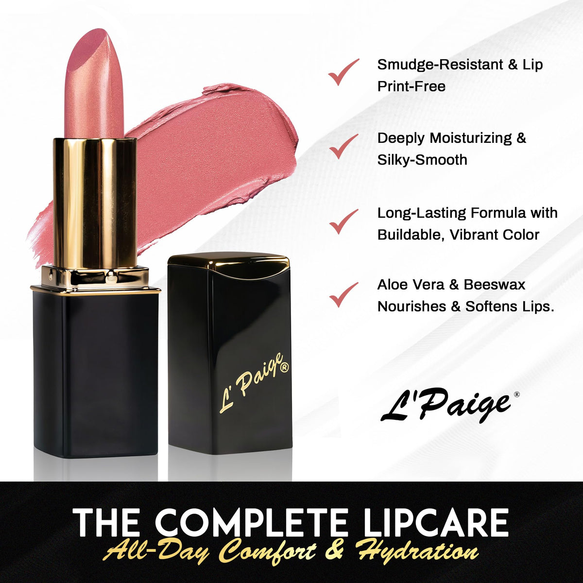 L'Paige open tube revealing pearlescent satin sheen and smooth surface