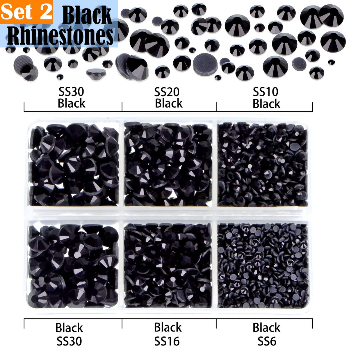 LPBeads black glass rhinestones texture close-up providing bold contrast and dramatic finishes