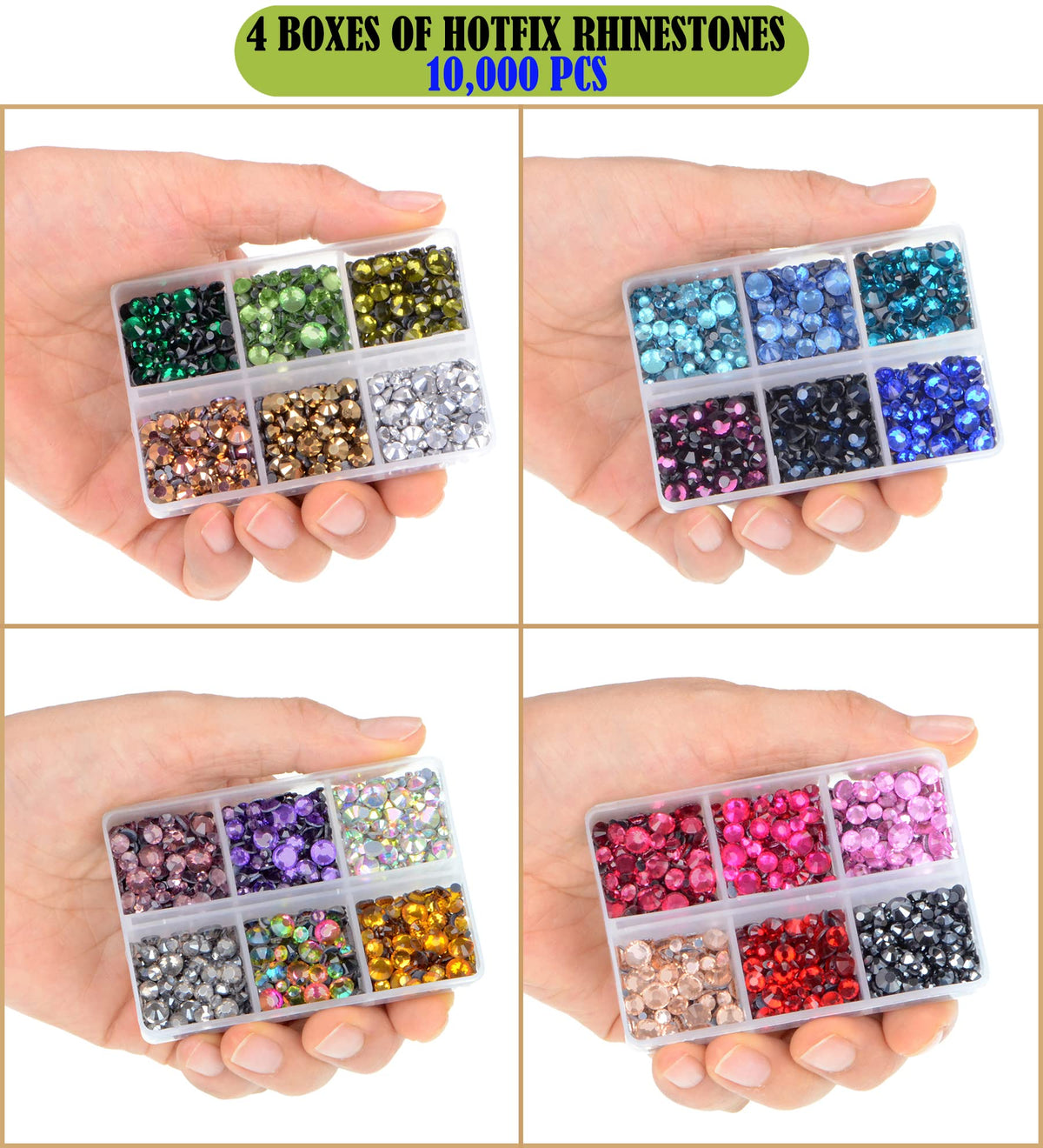 LPBeads close-up of mixed-color rhinestones highlighting vibrant sparkle and clarity