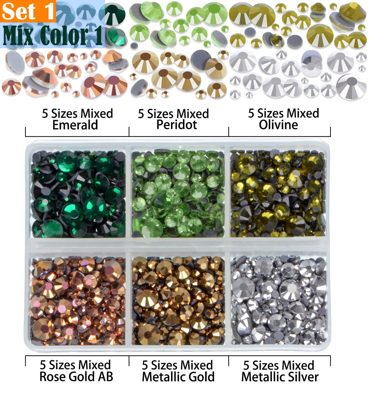 LPBeads size comparison laid flat displaying five sizes for precise design choices