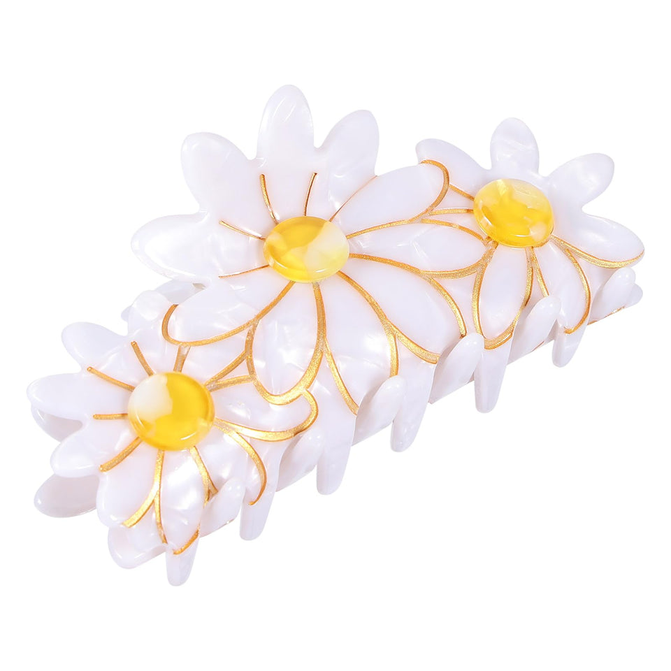 LSVOZ flower clip front view showing floral shape and glossy finish benefit hold