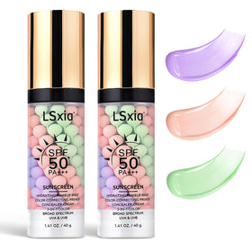 LSxia front packaging showing 3‑in‑1 primer and SPF benefit